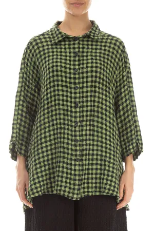 Loose Lime Check Linen Shirt