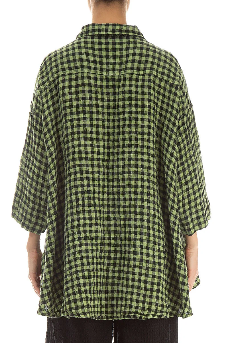Loose Lime Check Linen Shirt