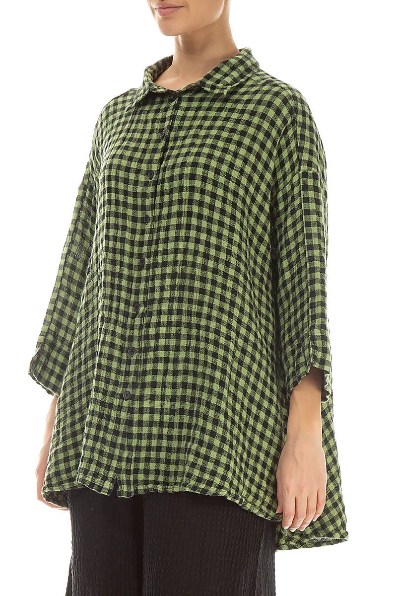 Loose Lime Check Linen Shirt