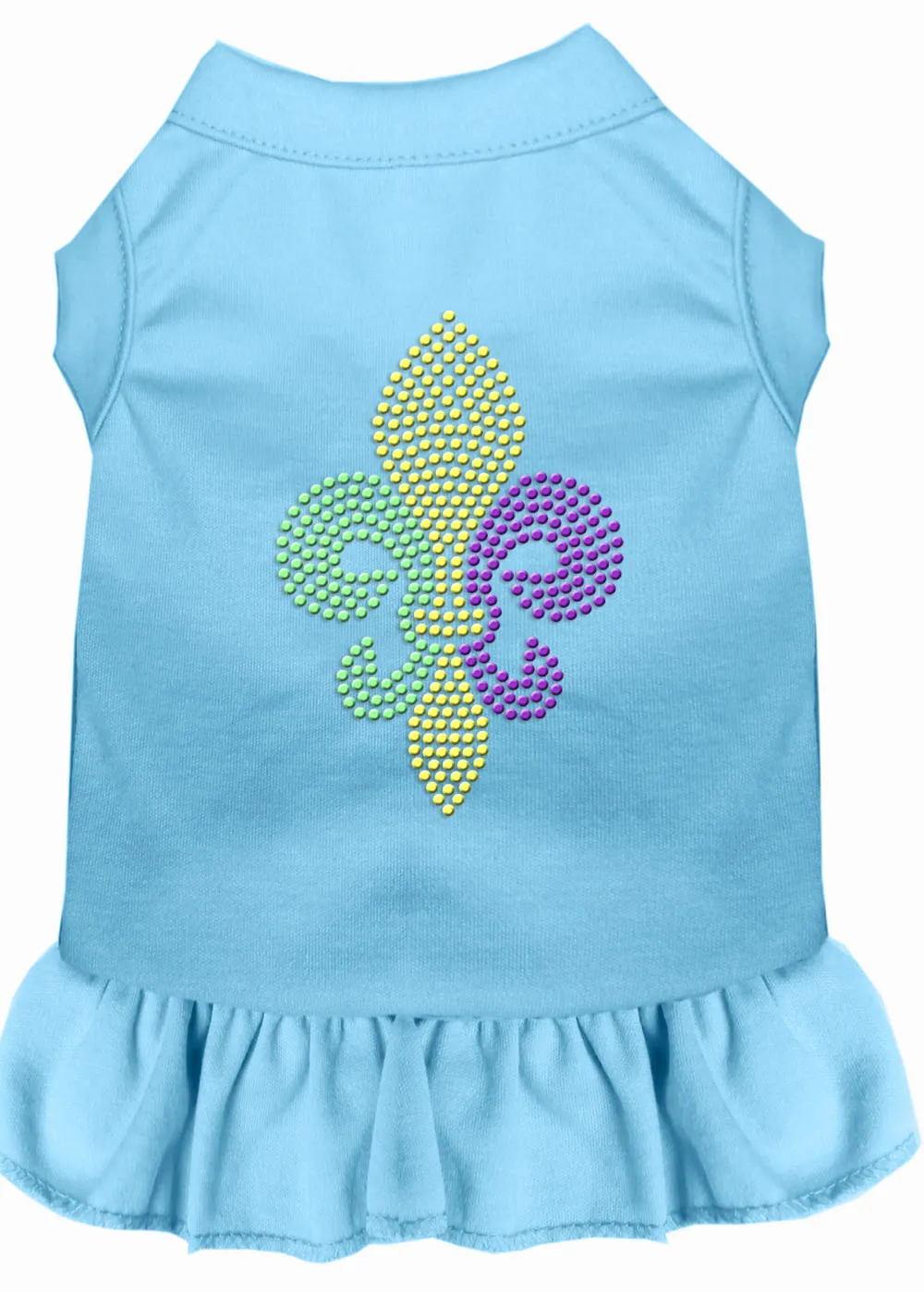 Mardi Gras Fleur De Lis Rhinestone Dress Baby Blue Xxl
