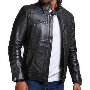Men's Stylish Biker Black Leather Jacket for Riders