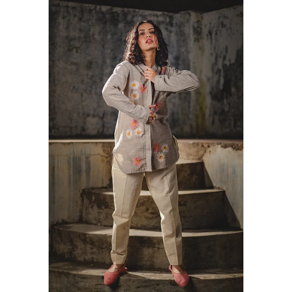 Mushio Bahaar Shirt with Floral Hand Embroidery