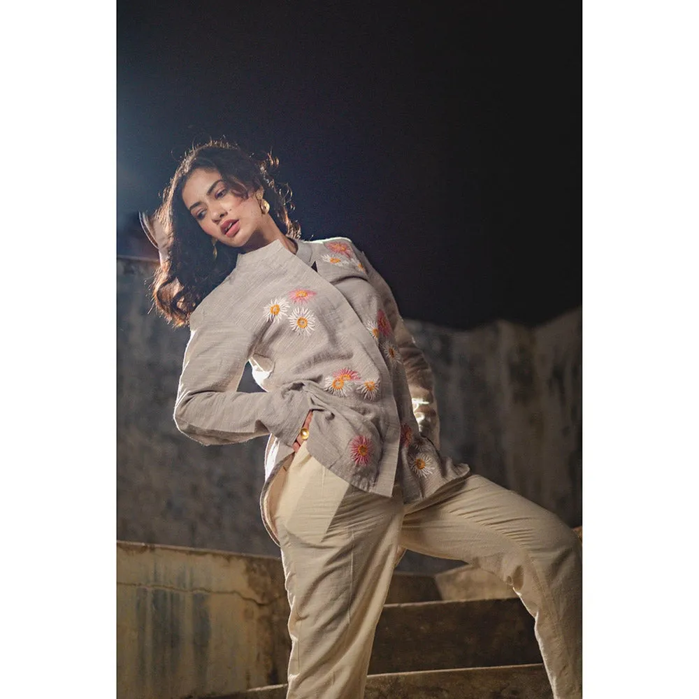 Mushio Bahaar Shirt with Floral Hand Embroidery