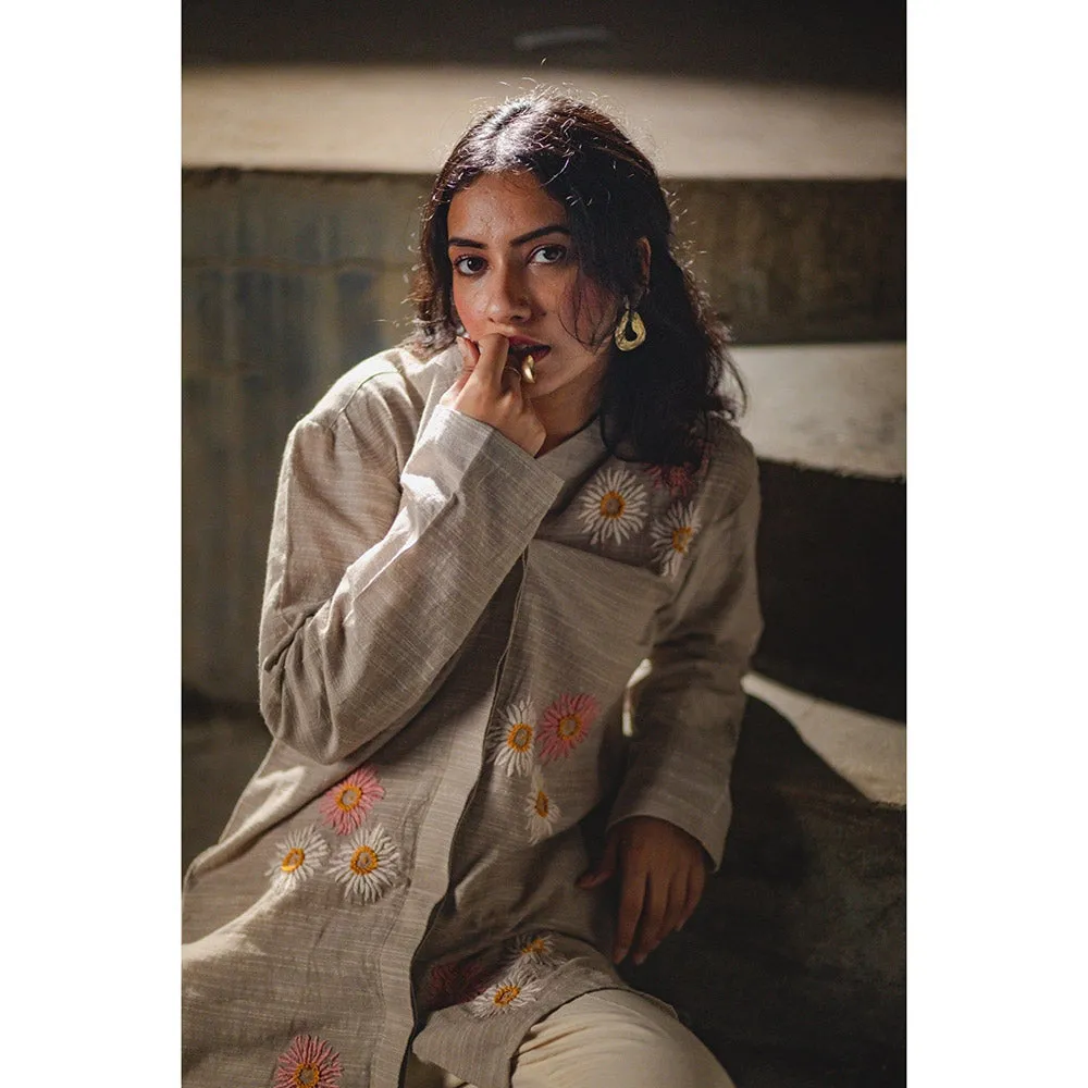 Mushio Bahaar Shirt with Floral Hand Embroidery