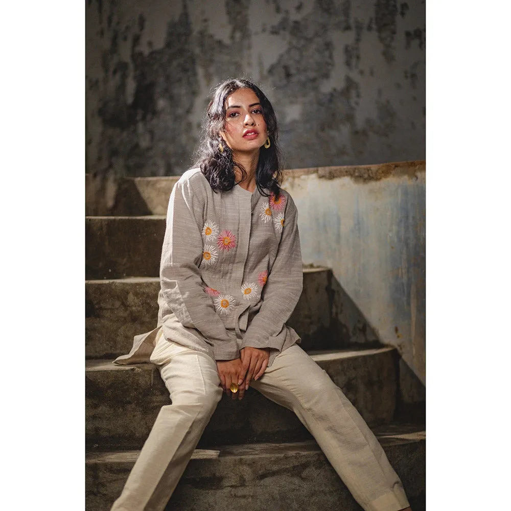 Mushio Bahaar Shirt with Floral Hand Embroidery