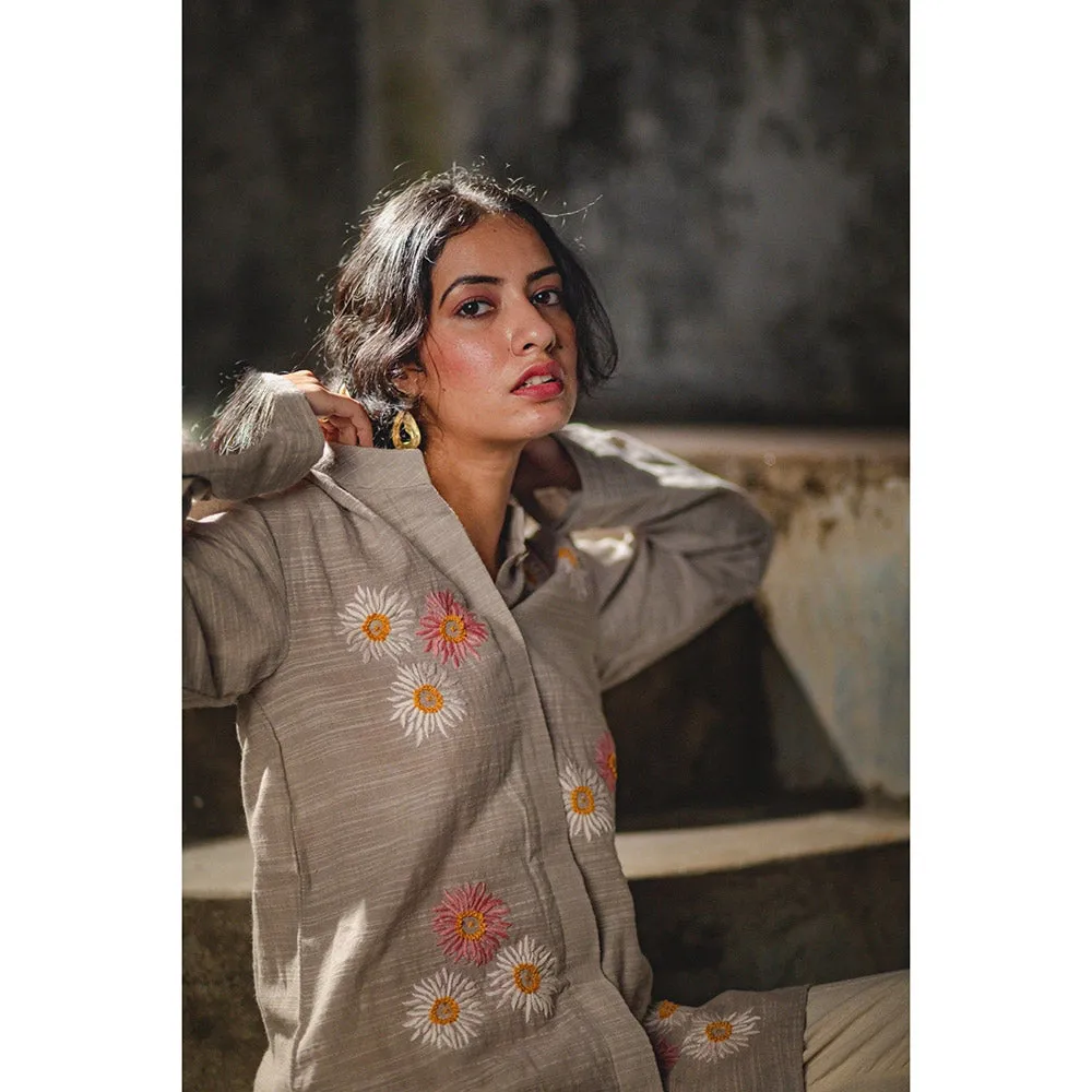Mushio Bahaar Shirt with Floral Hand Embroidery