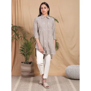 Mushio Leher Shirt with Embroidery