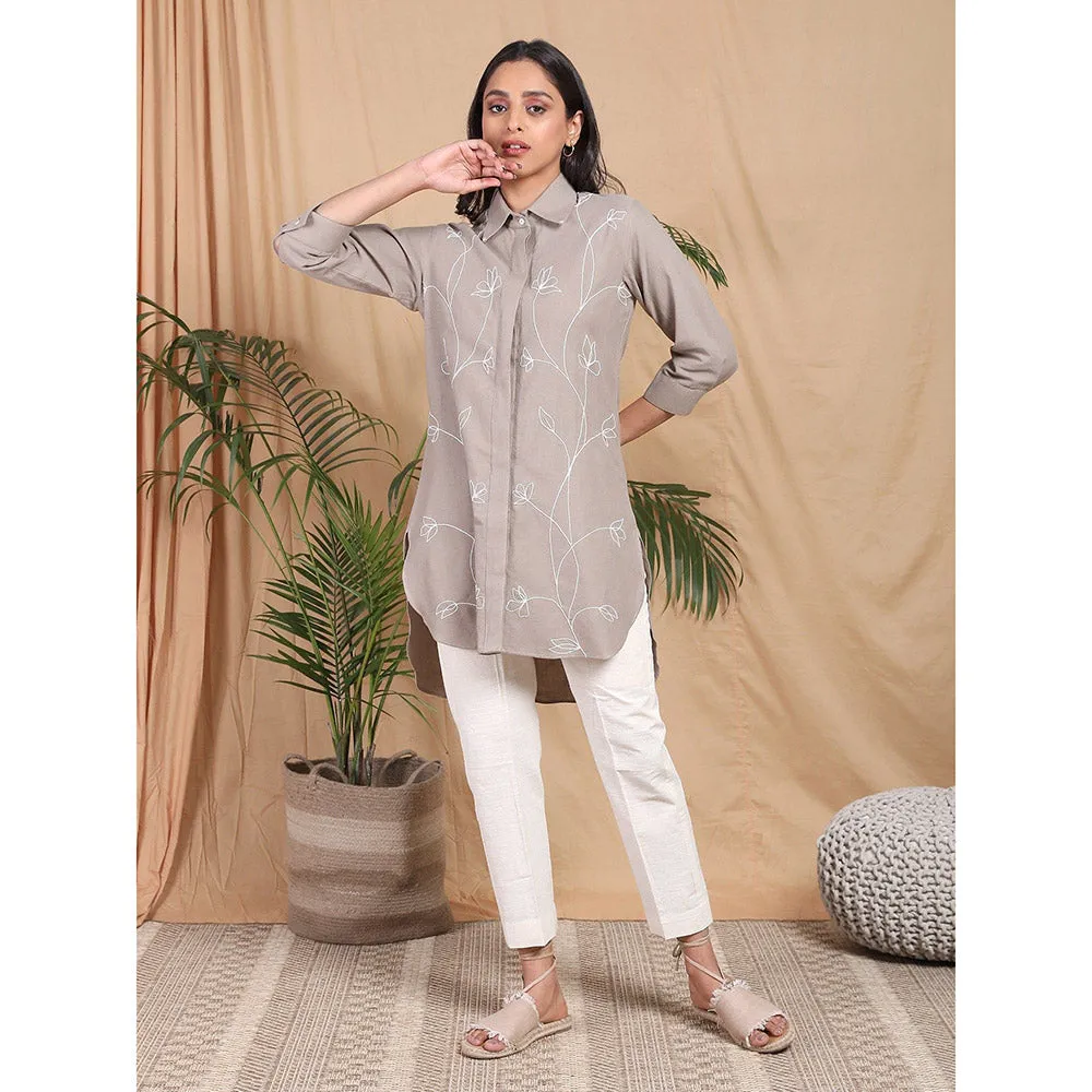 Mushio Leher Shirt with Embroidery