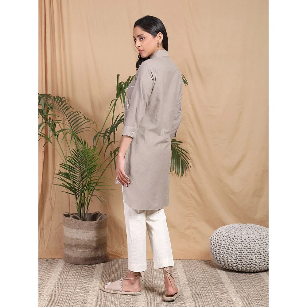 Mushio Leher Shirt with Embroidery