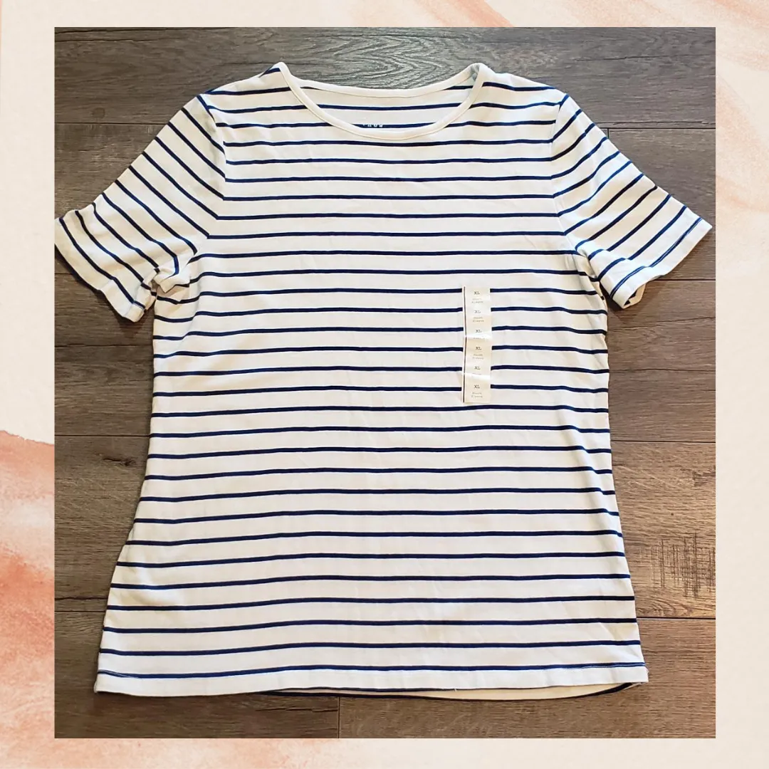 Navy Striped Short Sleeve Tee XL
