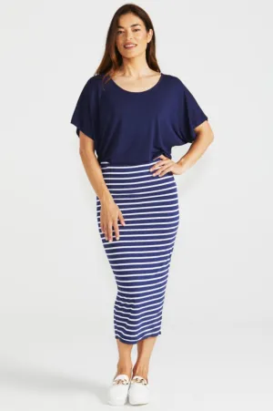 Penelope Reversable Skirt - Black/Parisian Stripe