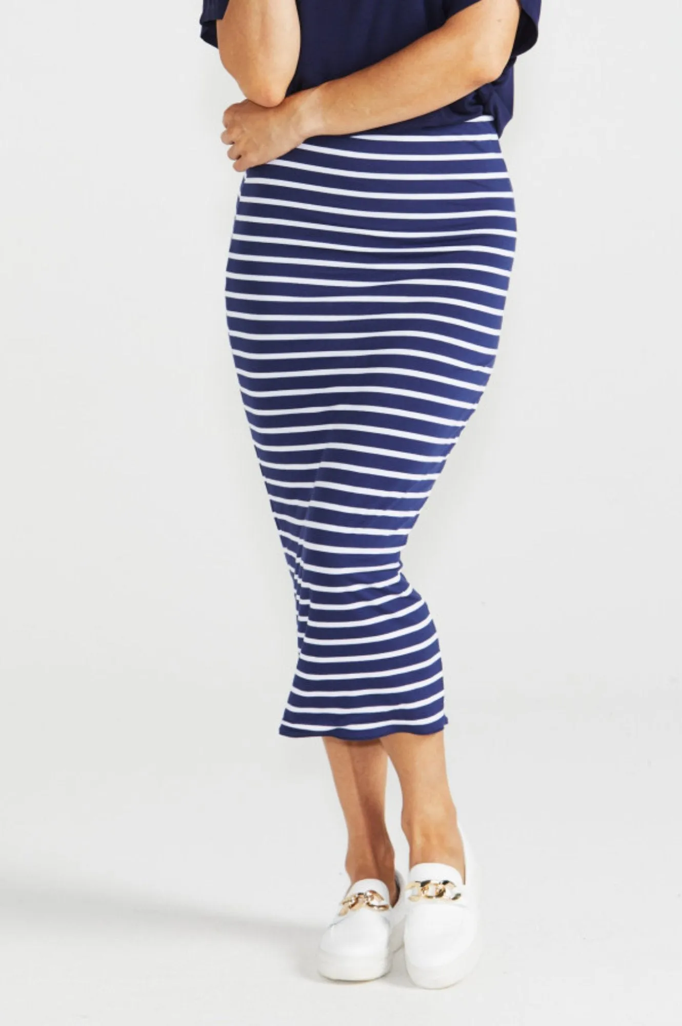 Penelope Reversable Skirt - Black/Parisian Stripe