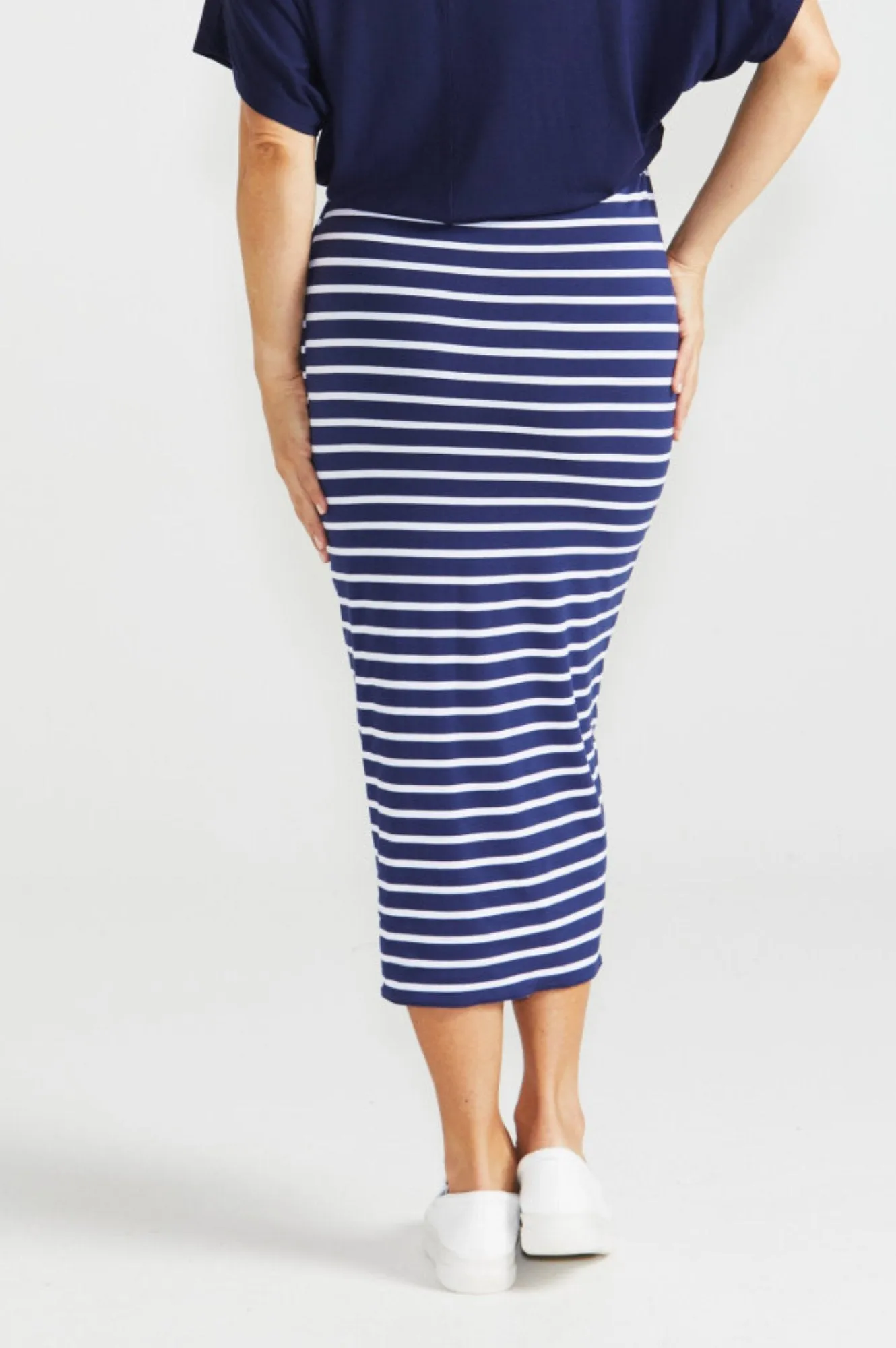 Penelope Reversable Skirt - Black/Parisian Stripe