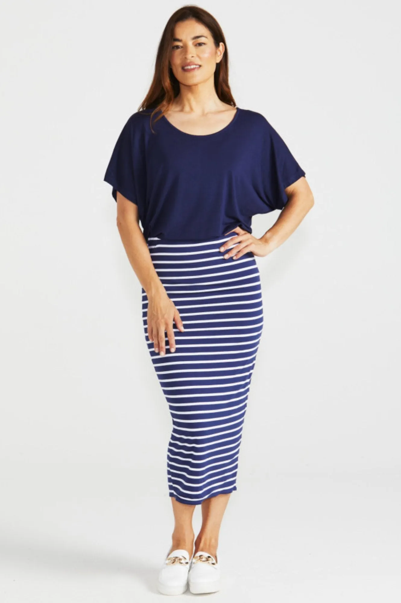 Penelope Reversable Skirt - Black/Parisian Stripe