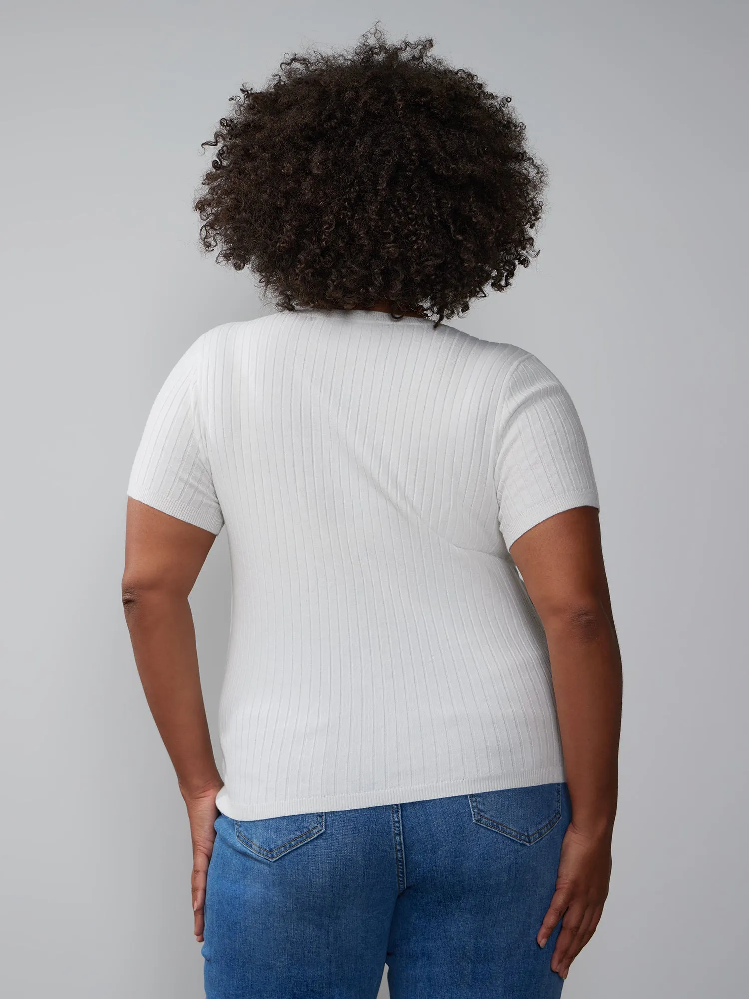 Plus Ribbed Crew Neck Sweater Tee