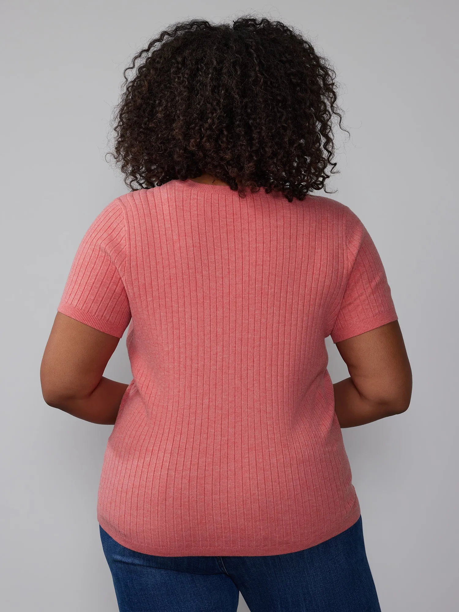 Plus Ribbed Crew Neck Sweater Tee