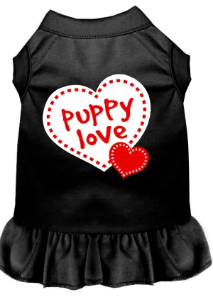 Puppy Love Screen Print Dress Black Sm