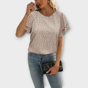 Samantha Blouse with Ruffle Details and Round Neck