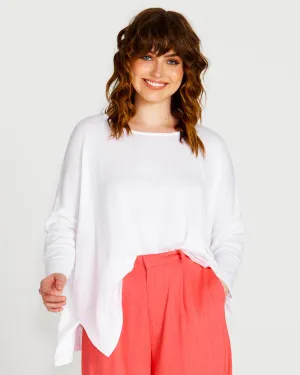 Shiv Oversized Cotton Lightweight Batwing Knit - White