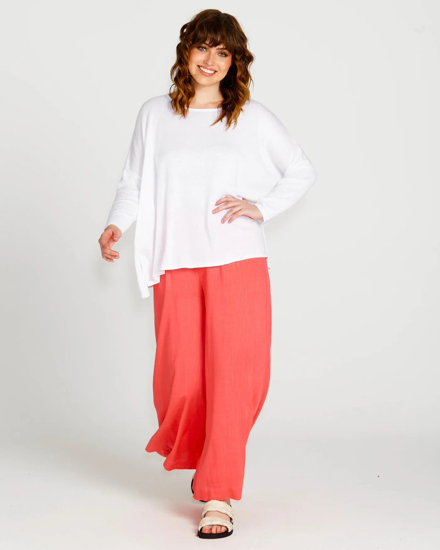 Shiv Oversized Cotton Lightweight Batwing Knit - White