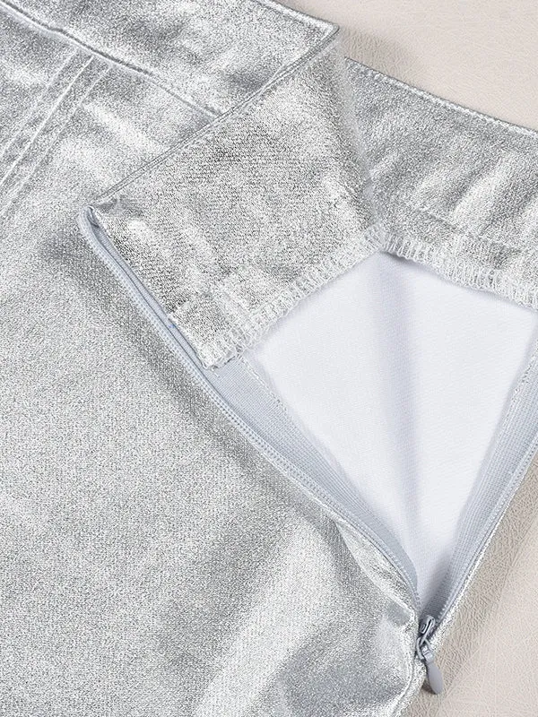 Solid Color Split-Joint High Waisted H-line Skirts