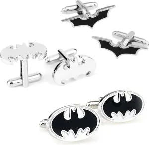 Super Hero Collection Bat Mens Classic Formal Occasions Cufflinks and Tie Clip Bar Set
