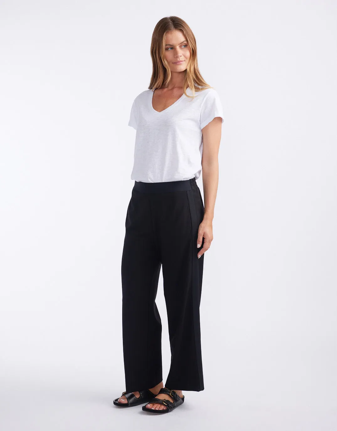 Timeless 7/8 Ponte Pant - Black/Black Stripe
