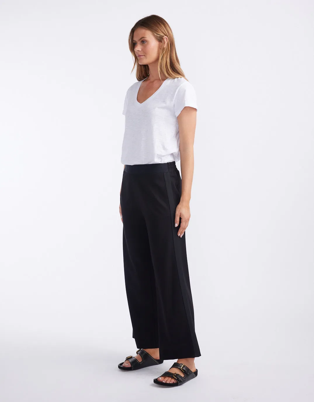 Timeless 7/8 Ponte Pant - Black/Black Stripe