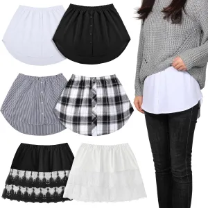 Unittype 6 Pcs Shirt Extender for Women Adjustable Half Slip Mini Short Extenders with Button Fake Top Lower Sweep