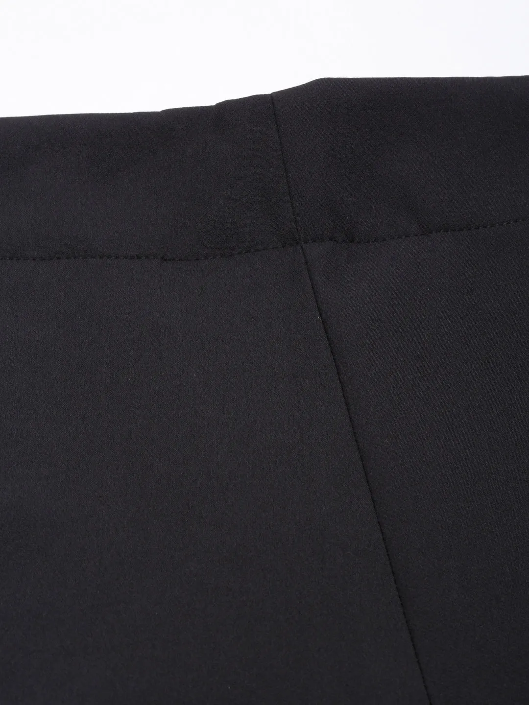 Women Black Regular Fit Cotton Comfort Formal Trousers