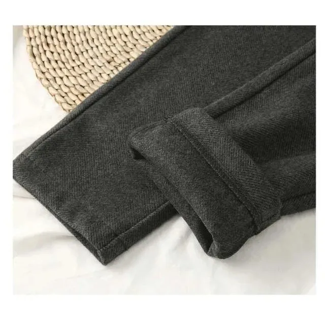 Womens High-Waisted Wool Blend Trousers-Tailored Fit