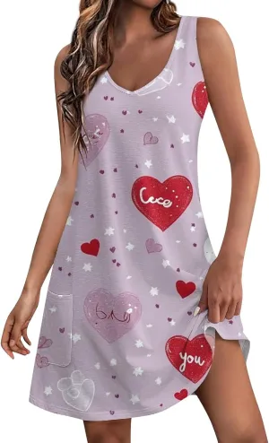 Womens Summer Dresses Beach Printed Sundress Sleeveless V Neck Dress with Pocket Casual 2025 Swimsuit Coverup