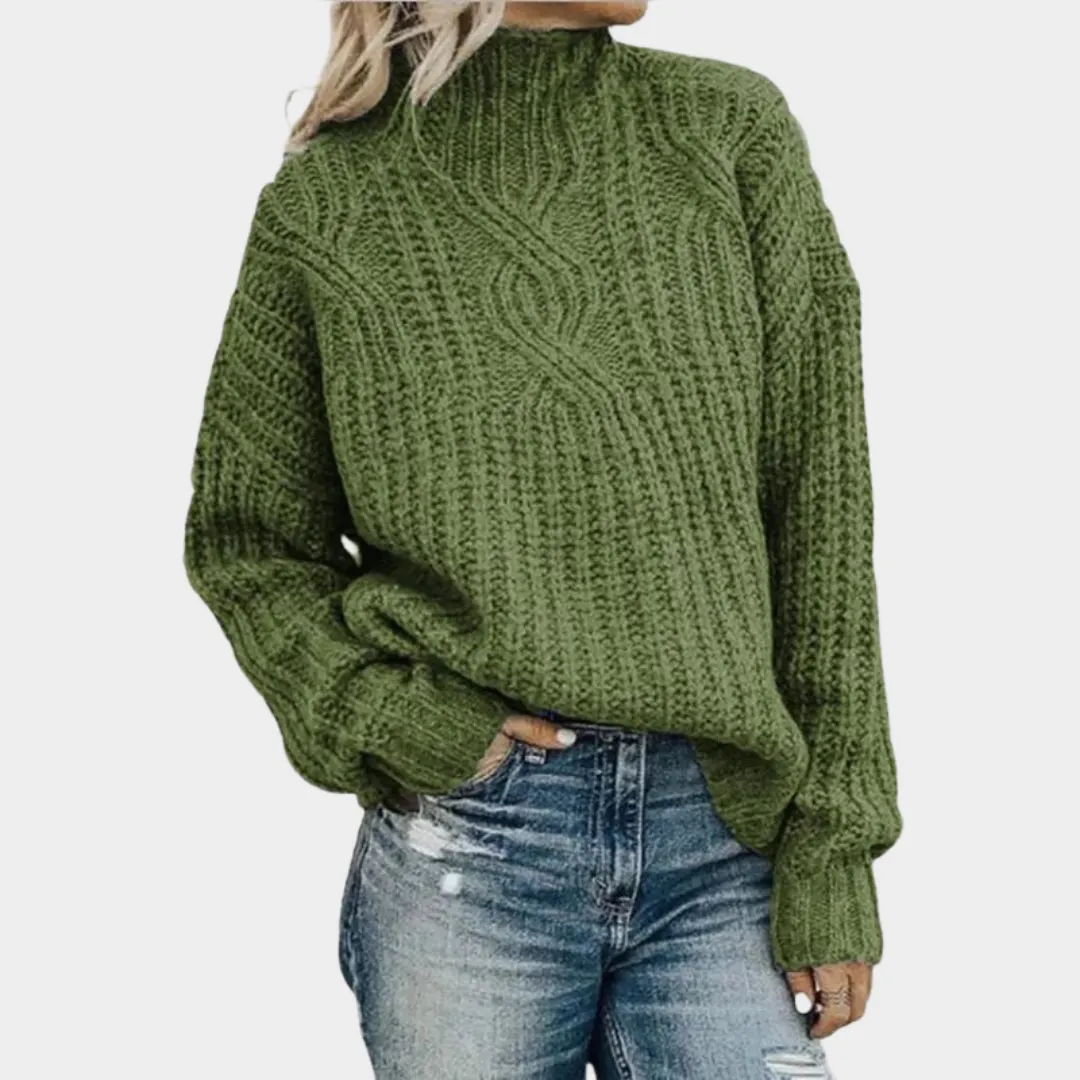 Women's Turtleneck Sweater  Twist Knitted Pullover  Warm Soft Knitwear  Classic Fit  Multiple Colours